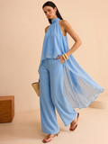Flowy Chiffon Sleeveless Top & Pants Set