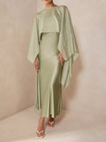 Sheer Capelet & Cami Dress Two-Piece Set