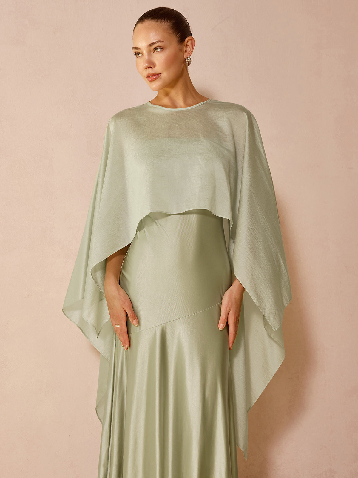 Sheer Capelet & Cami Dress Two-Piece Set