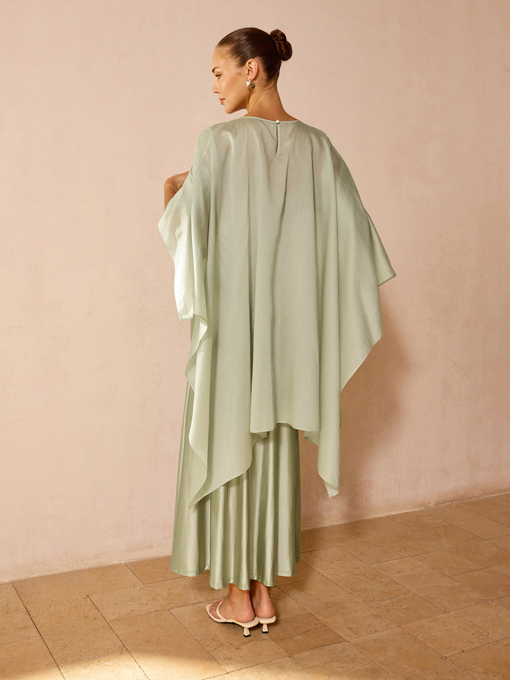 Sheer Capelet & Cami Dress Two-Piece Set