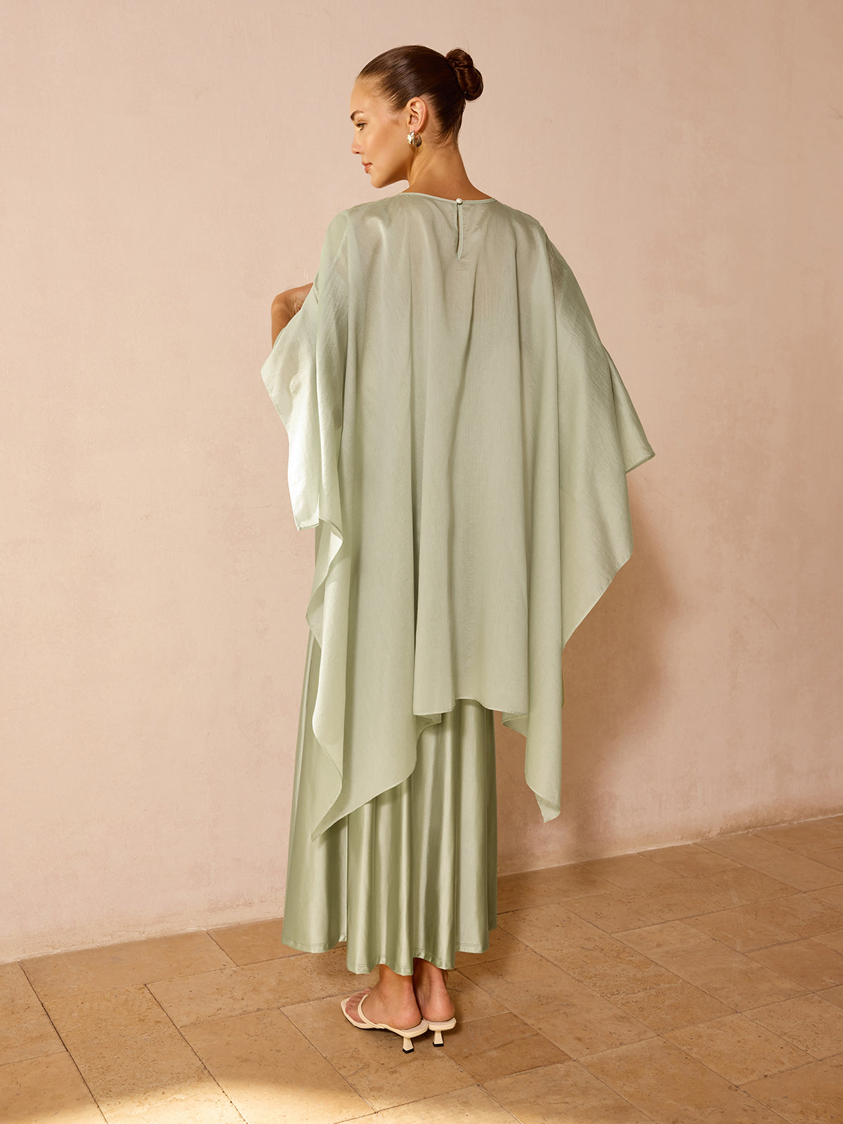 Sheer Capelet & Cami Dress Two-Piece Set