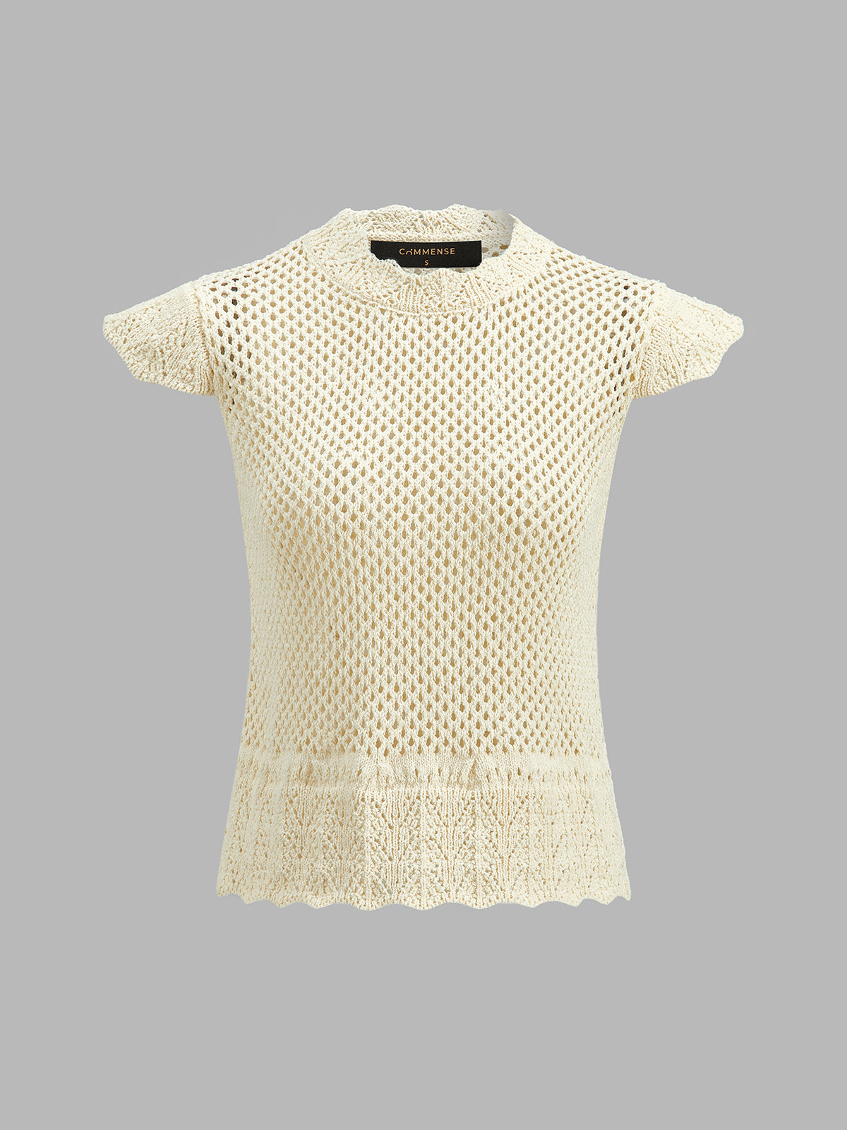 Hollow Crochet Cap Sleeve Knit Top