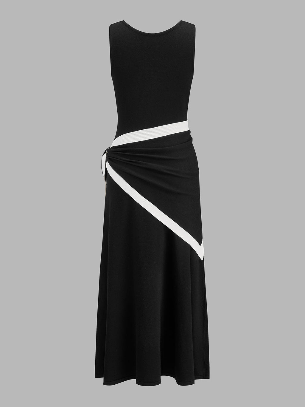 Color Block Tie Waist Sleeveless Maxi Dress