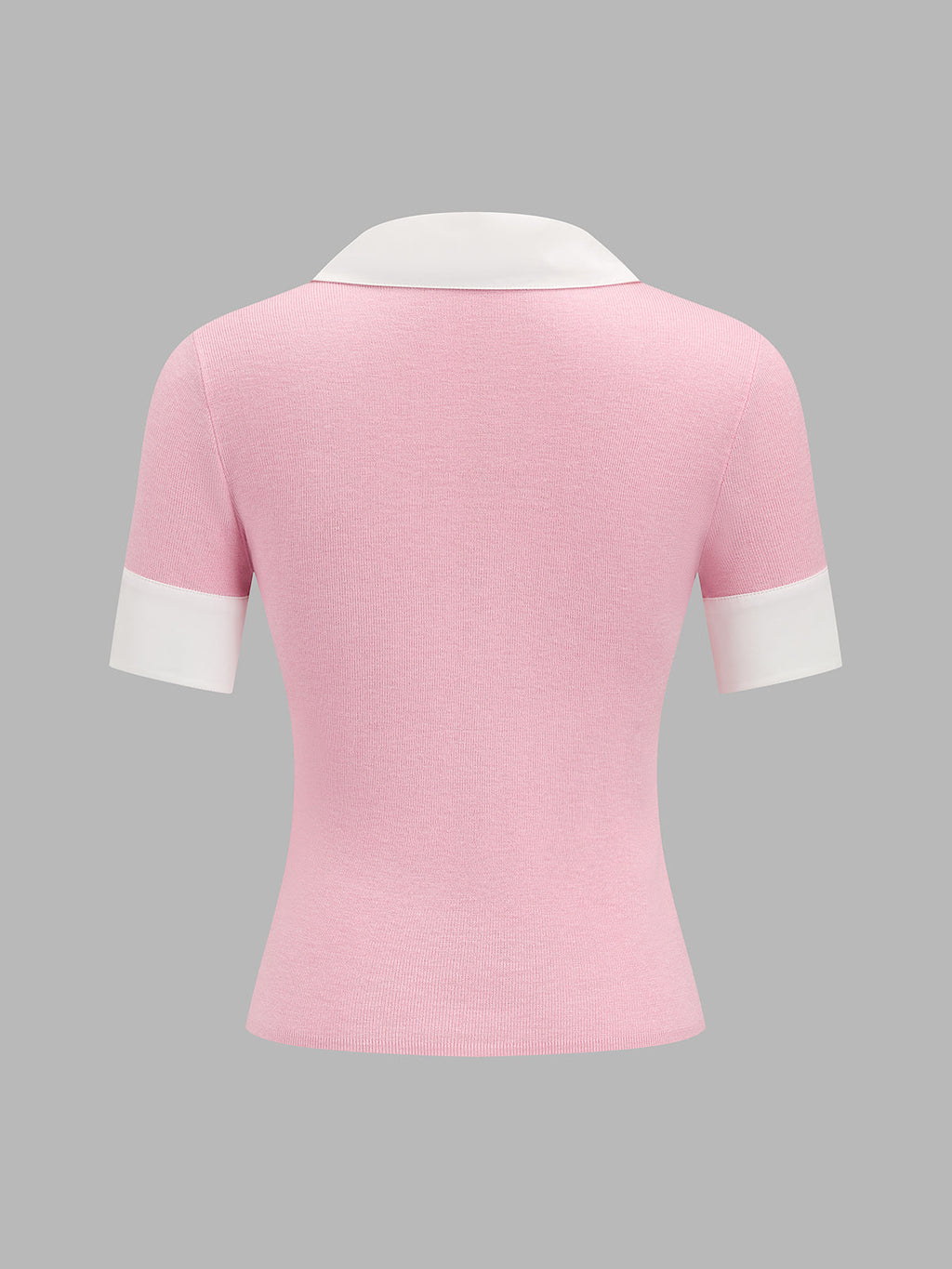 Color Block Collar Wool Blend Knit Polo Top