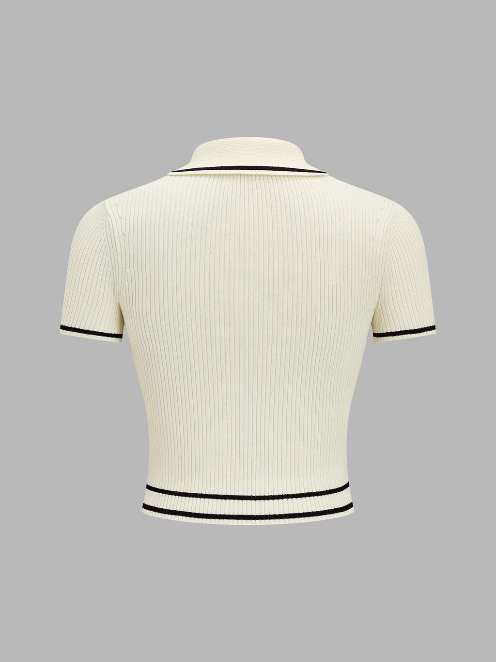 Contrast Trim Keyhole Ribbed Knit Crop Top