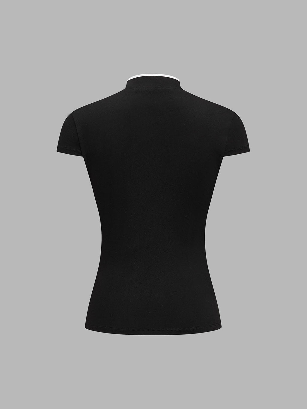 Contrast Frog Button Short Sleeve Top