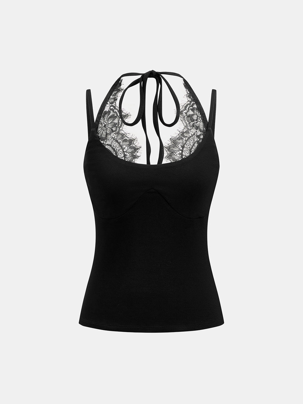Lace Trim Halter Slim Cami Top