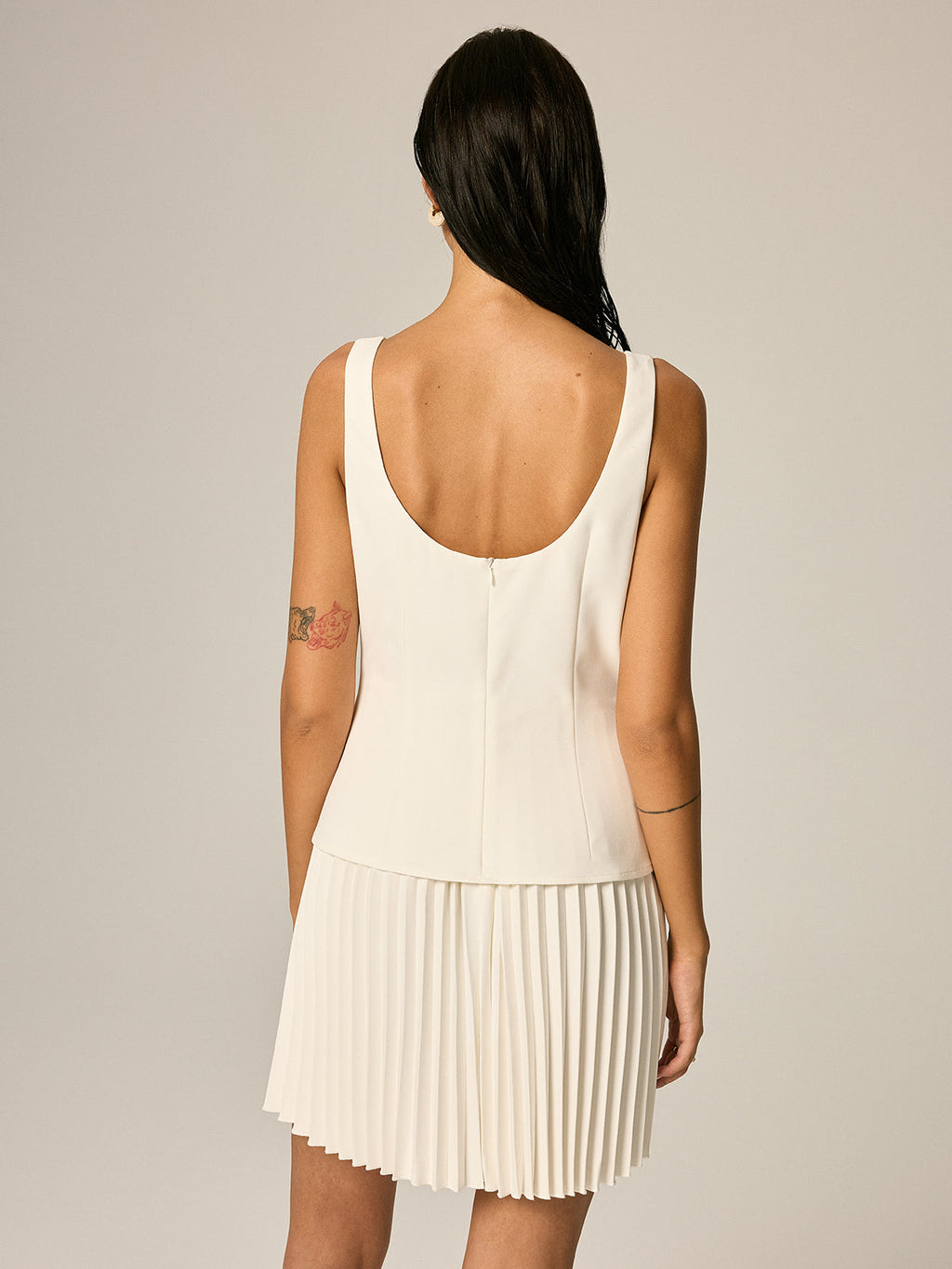 Metal Detail Pleated Mini Dress