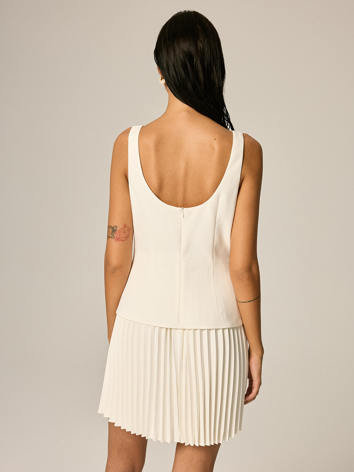 Metal Detail Pleated Mini Dress