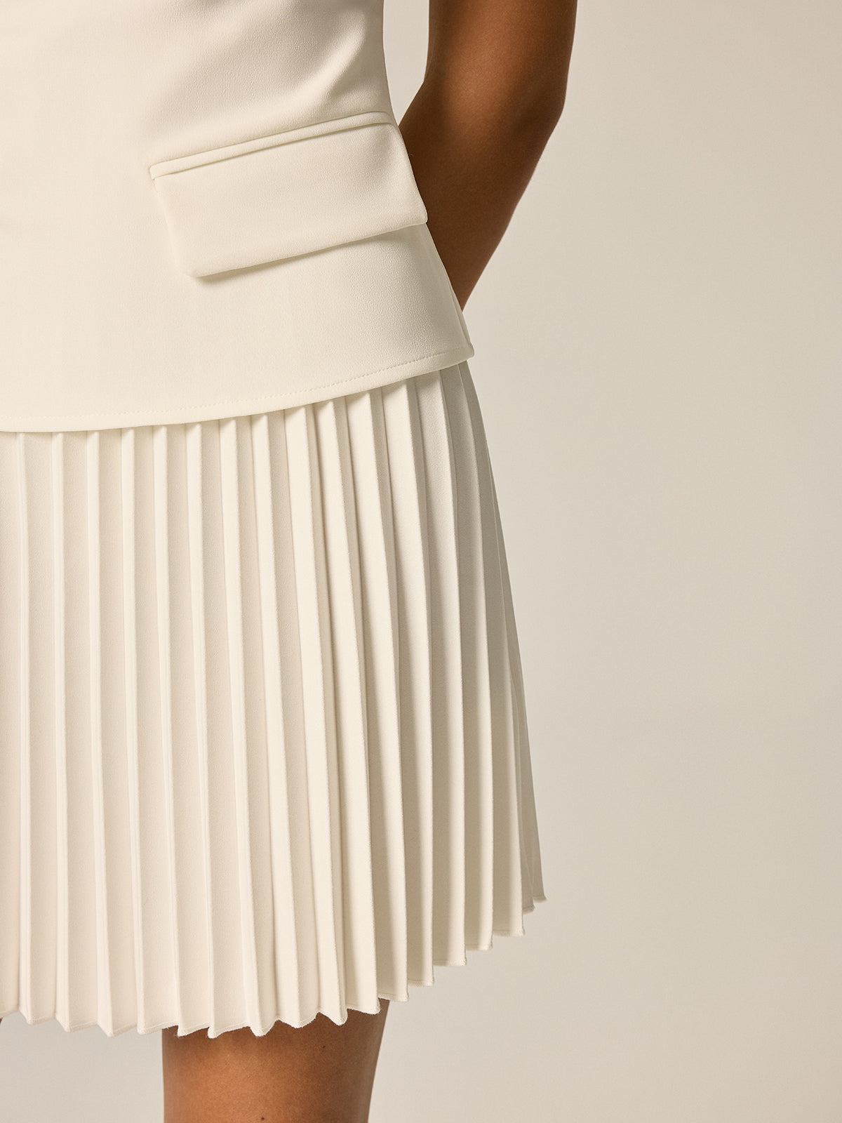 Metal Detail Pleated Mini Dress
