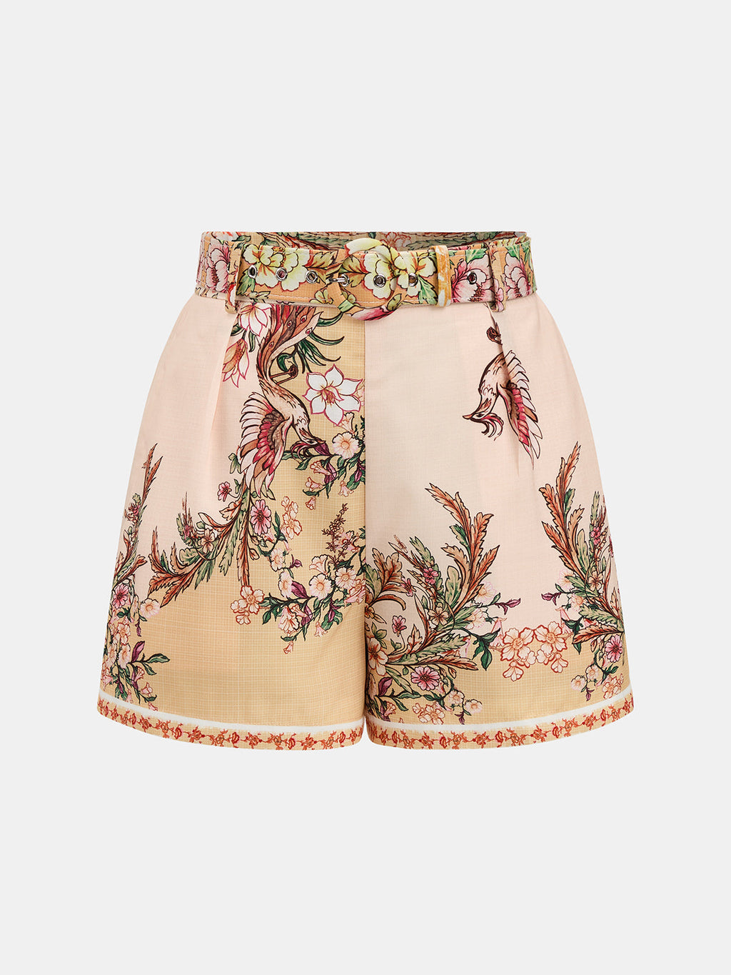 Floral Print Shirt & Belted Shorts Set