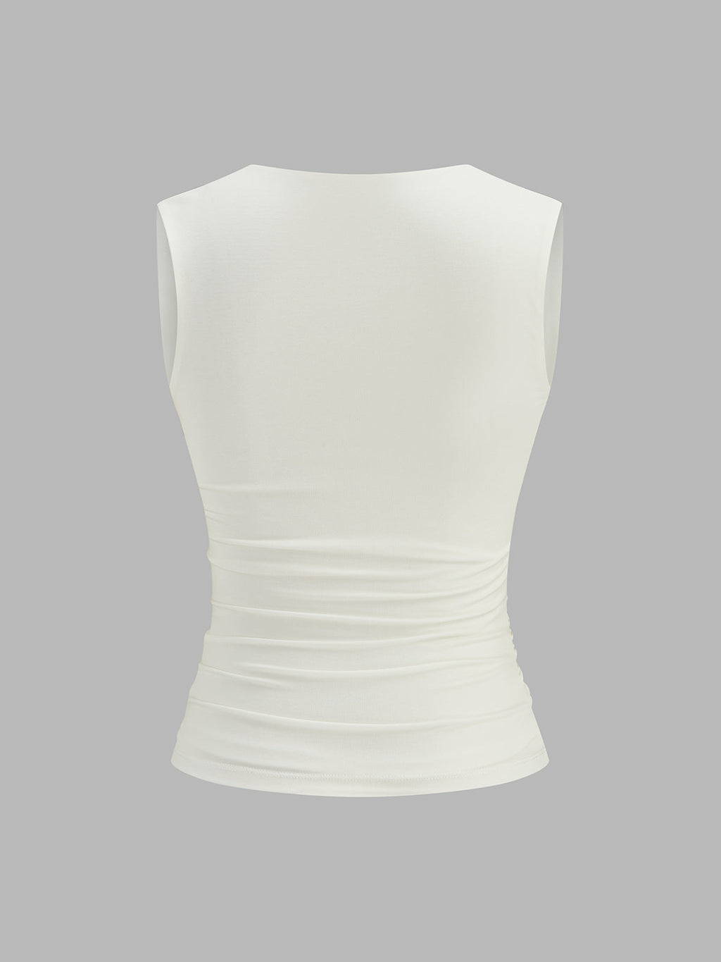 Square Neck Ruched Sleeveless Fitted Tank Top