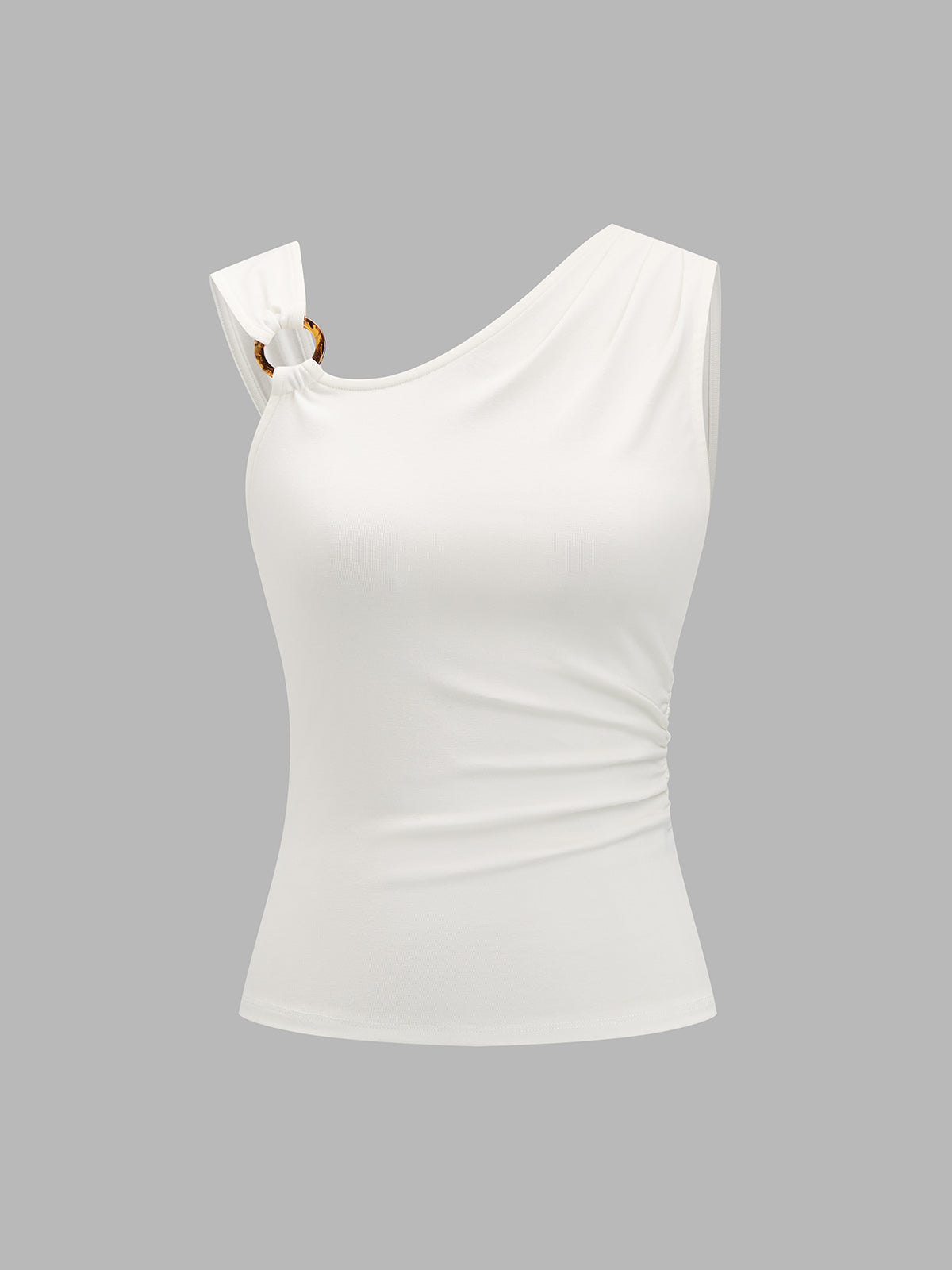 Ring Detail Asymmetric Ruched Tank Top