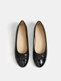 Bow Detail Cap Toe Leather Ballet Flats