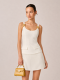 Metal Detail Pleated Mini Dress