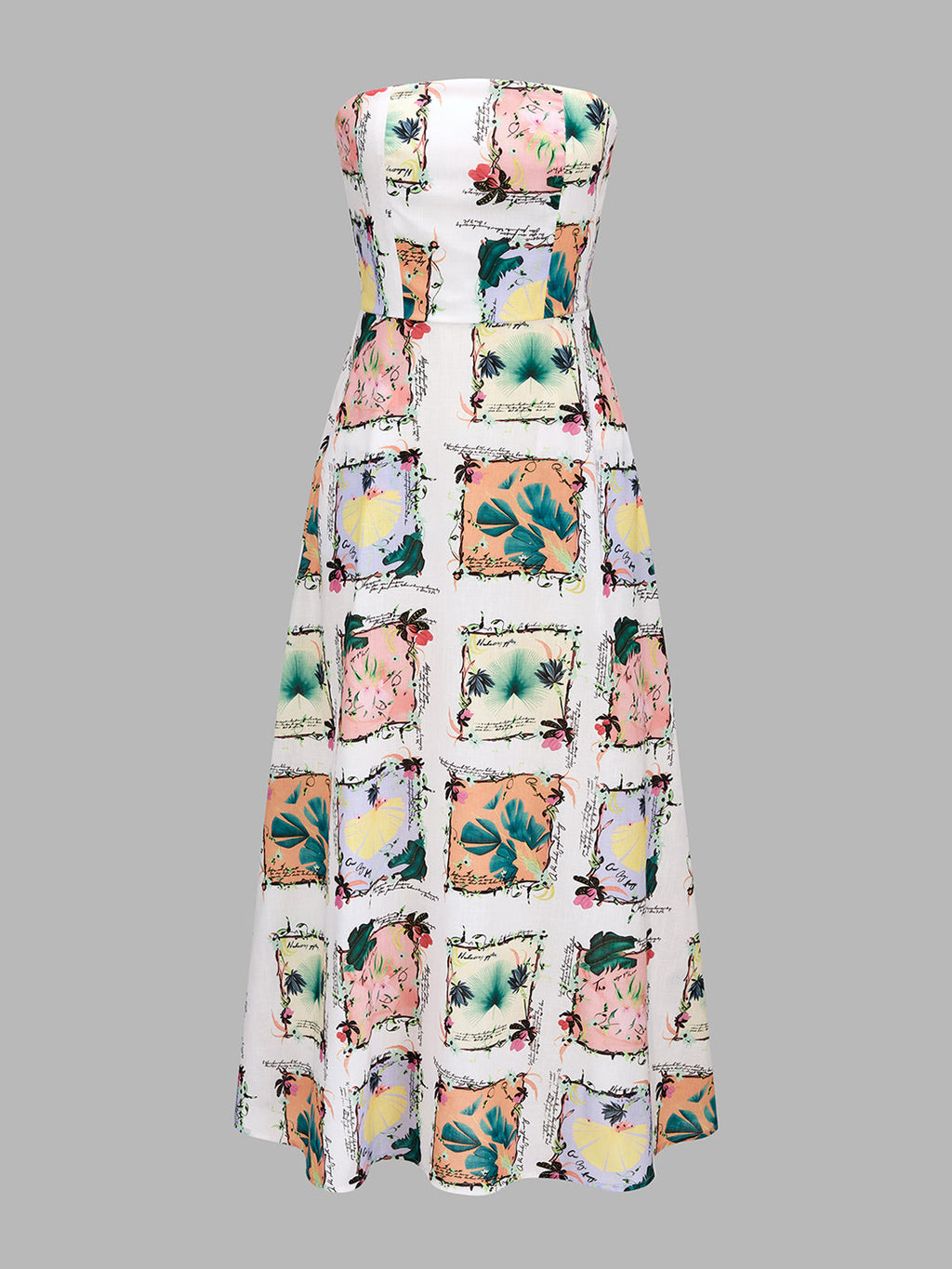 Detachable Strap Tropical Print Midi Dress