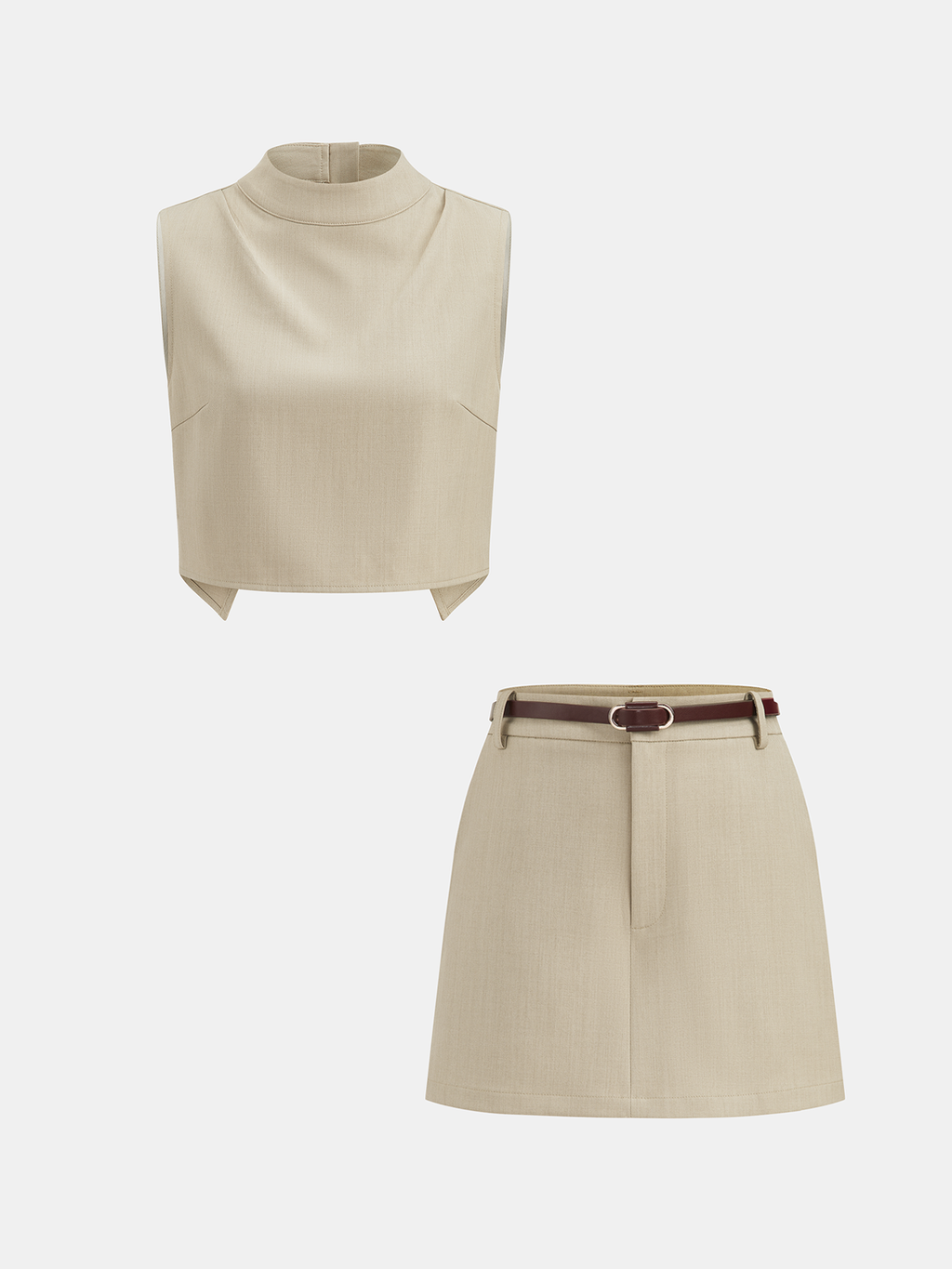 Backless Crop Vest & Belted Skort Set