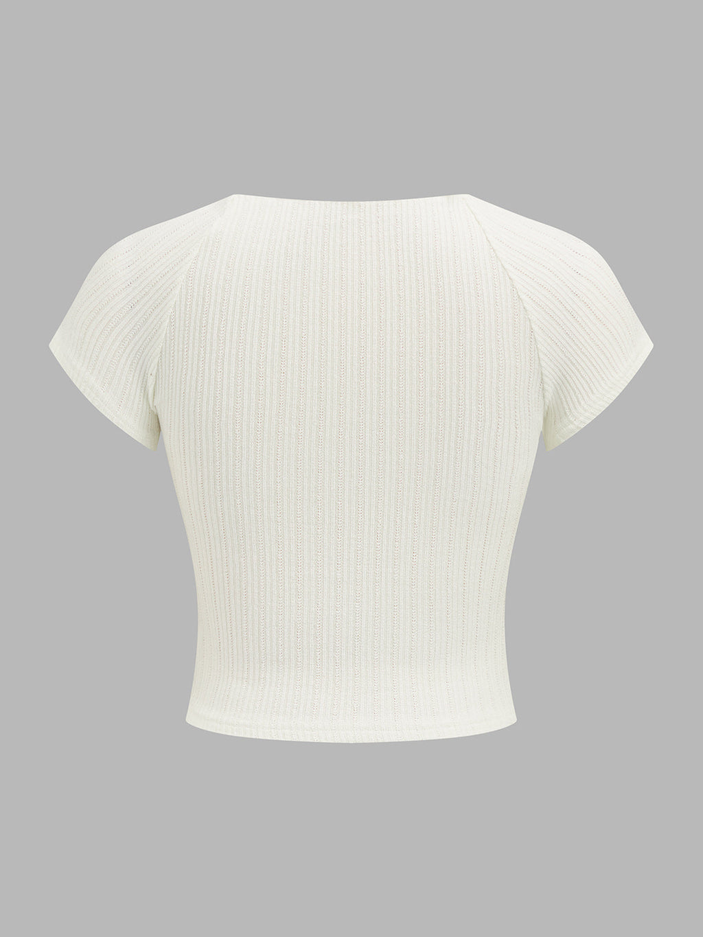 Half Placket Pearl Button Ribbed Crop Top