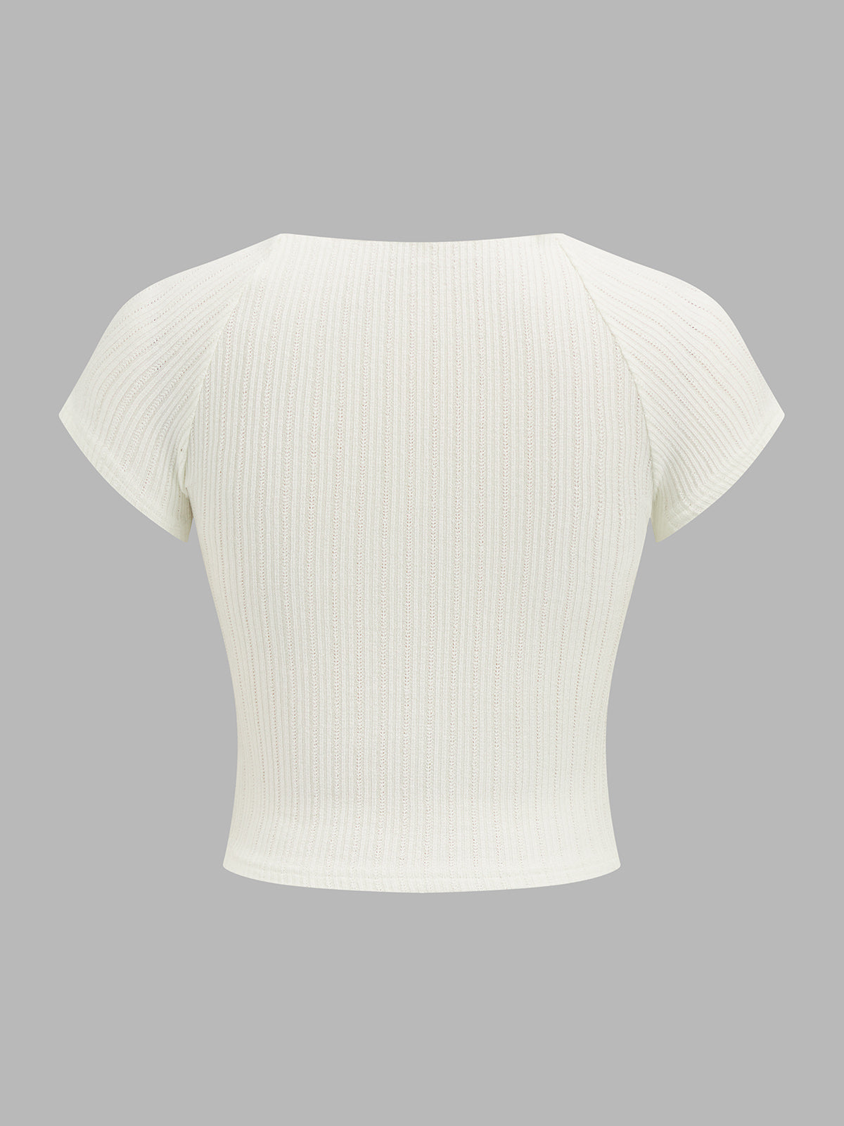 Half Placket Pearl Button Ribbed Crop Top