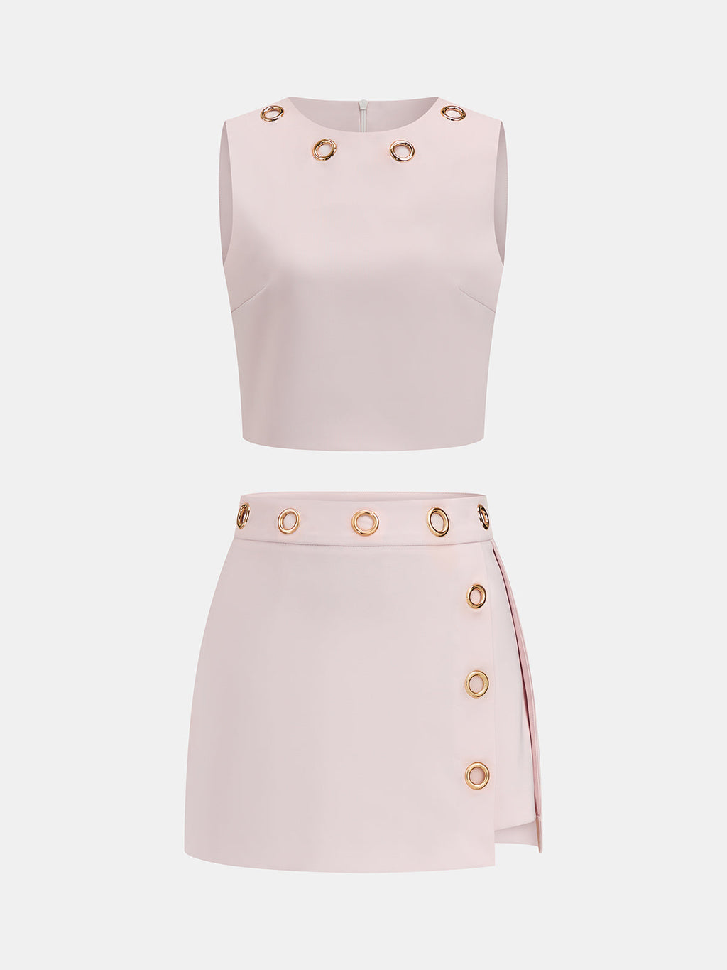 Metal Eyelet Two Piece Skirt Set