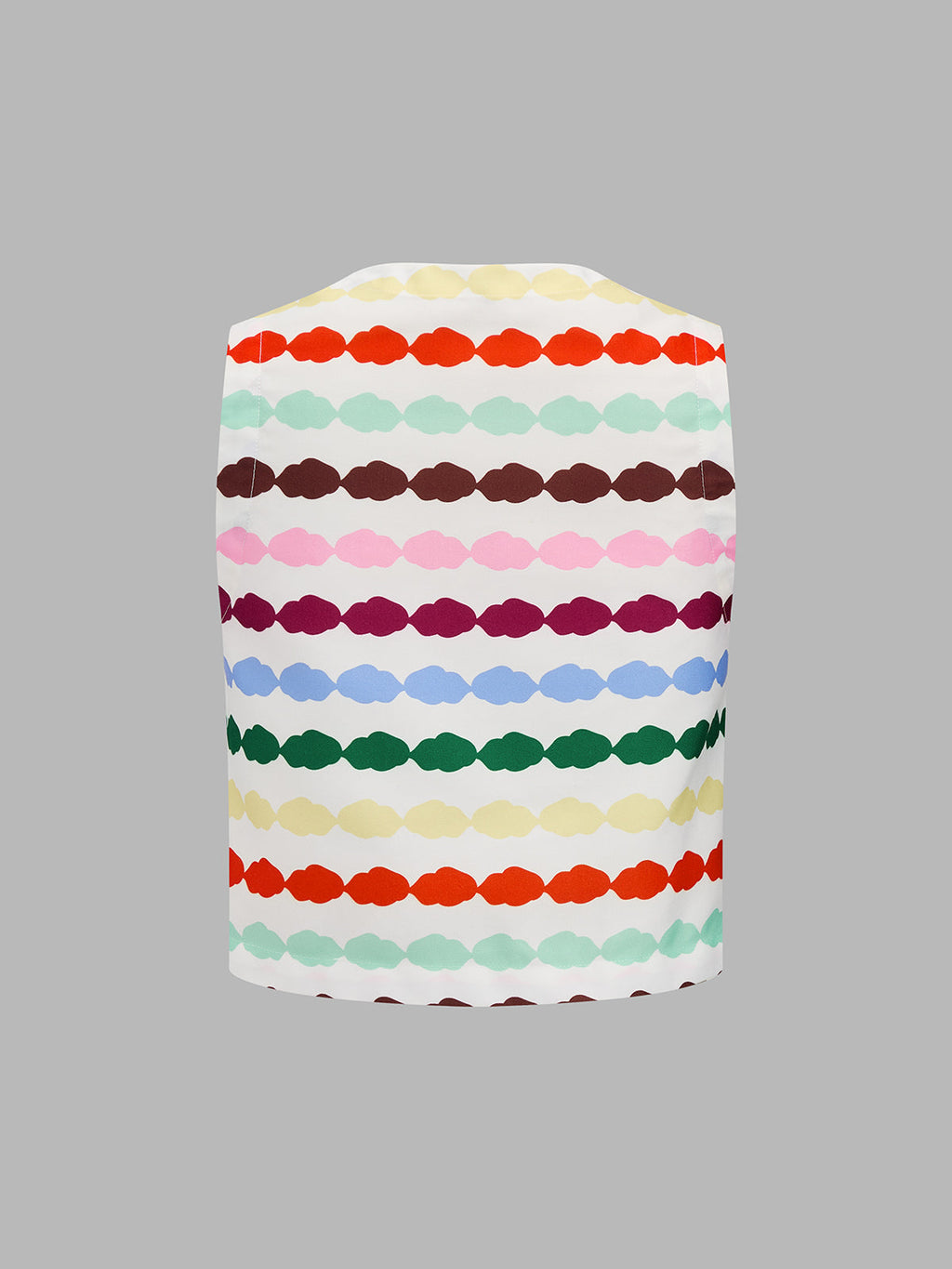 Multicolor Cloud Stripe Buttoned Sleeveless Top