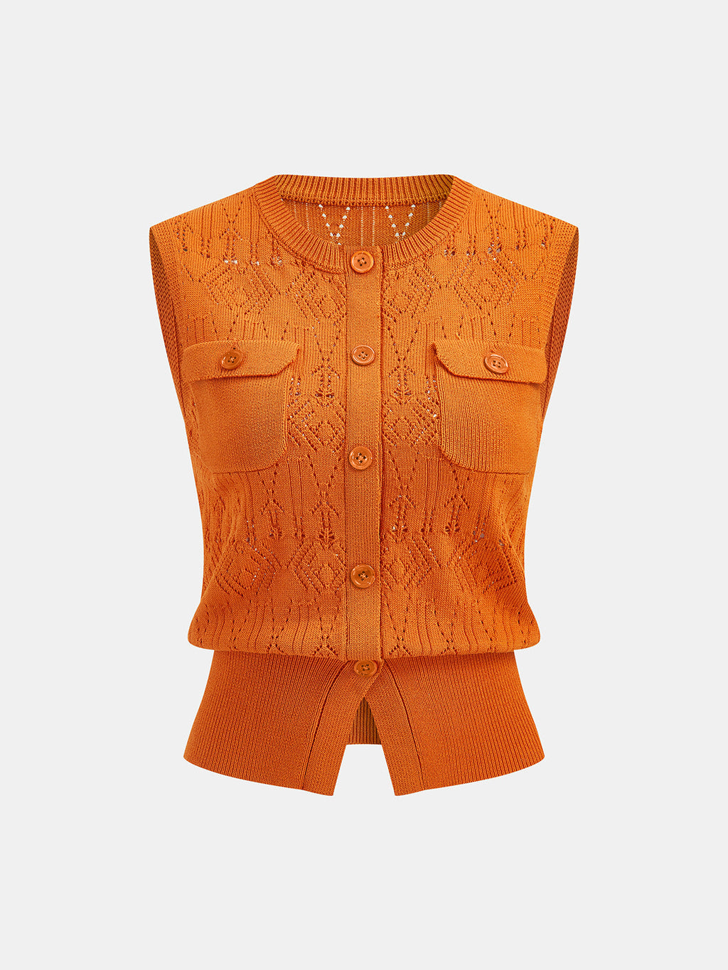 Hollow Knit Fitted Waist Vest