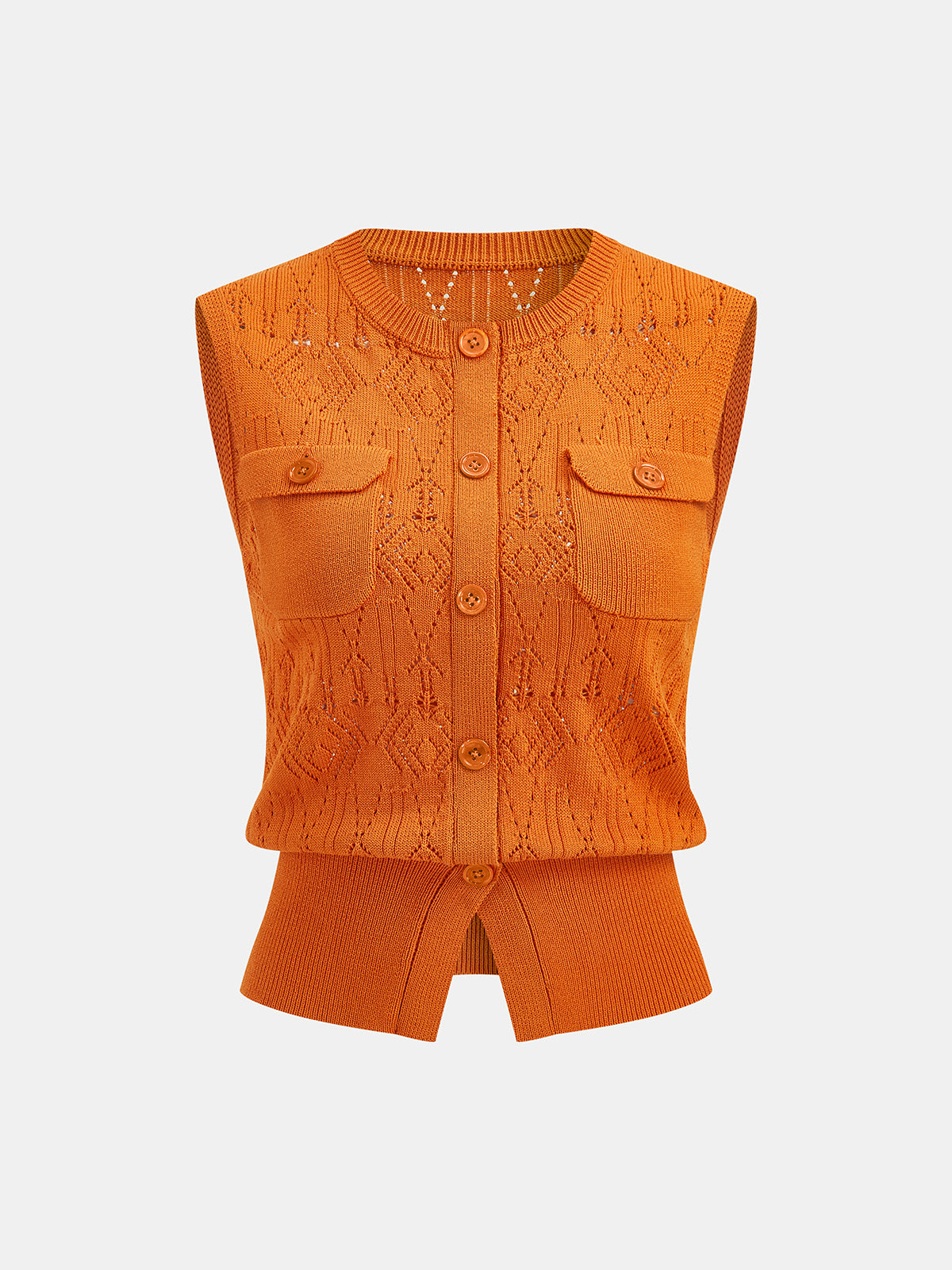 Hollow Knit Fitted Waist Vest