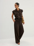 Cargo Sleeveless Shirt & Wide Leg Pant Set