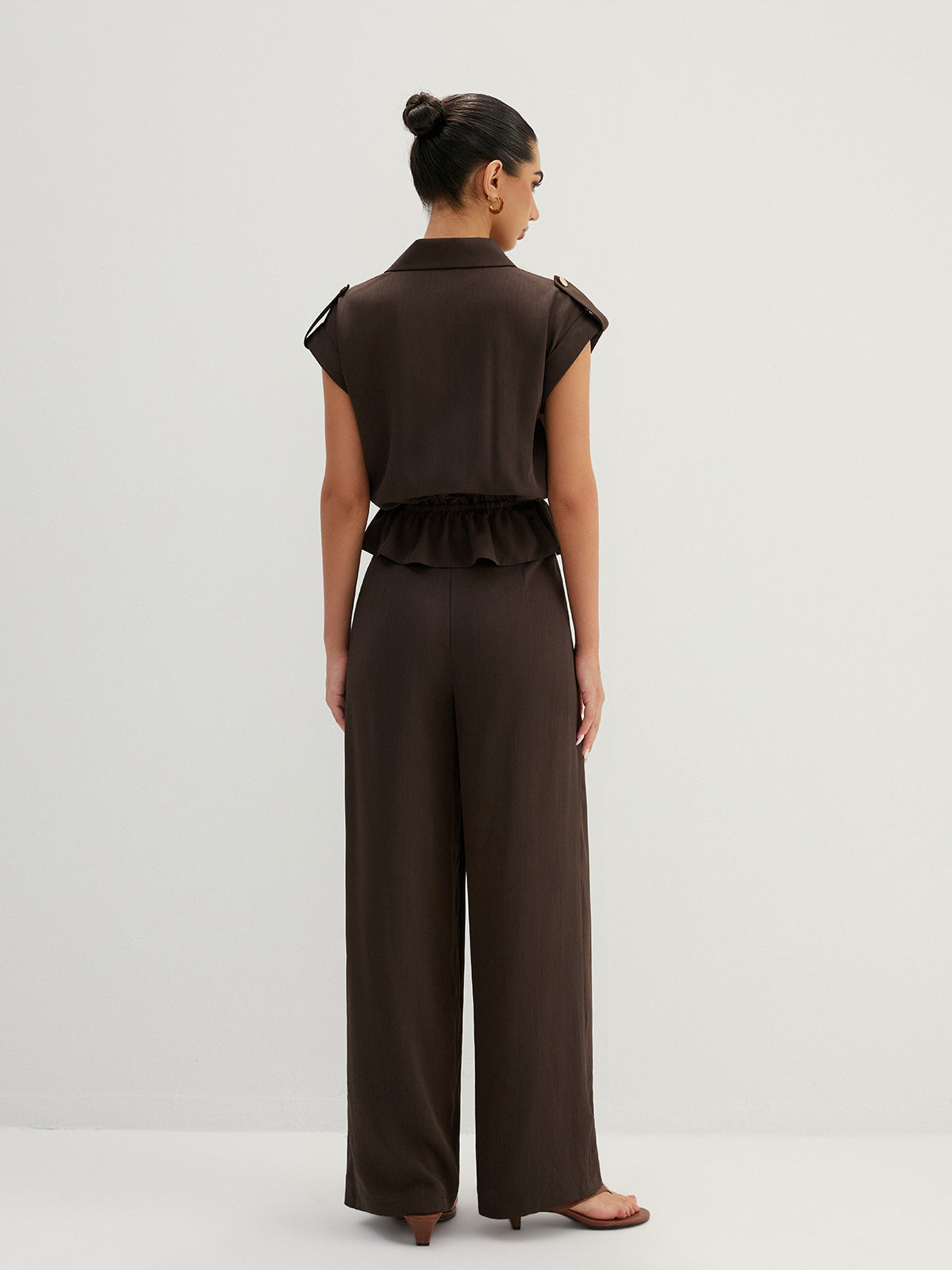 Cargo Sleeveless Shirt & Wide Leg Pant Set