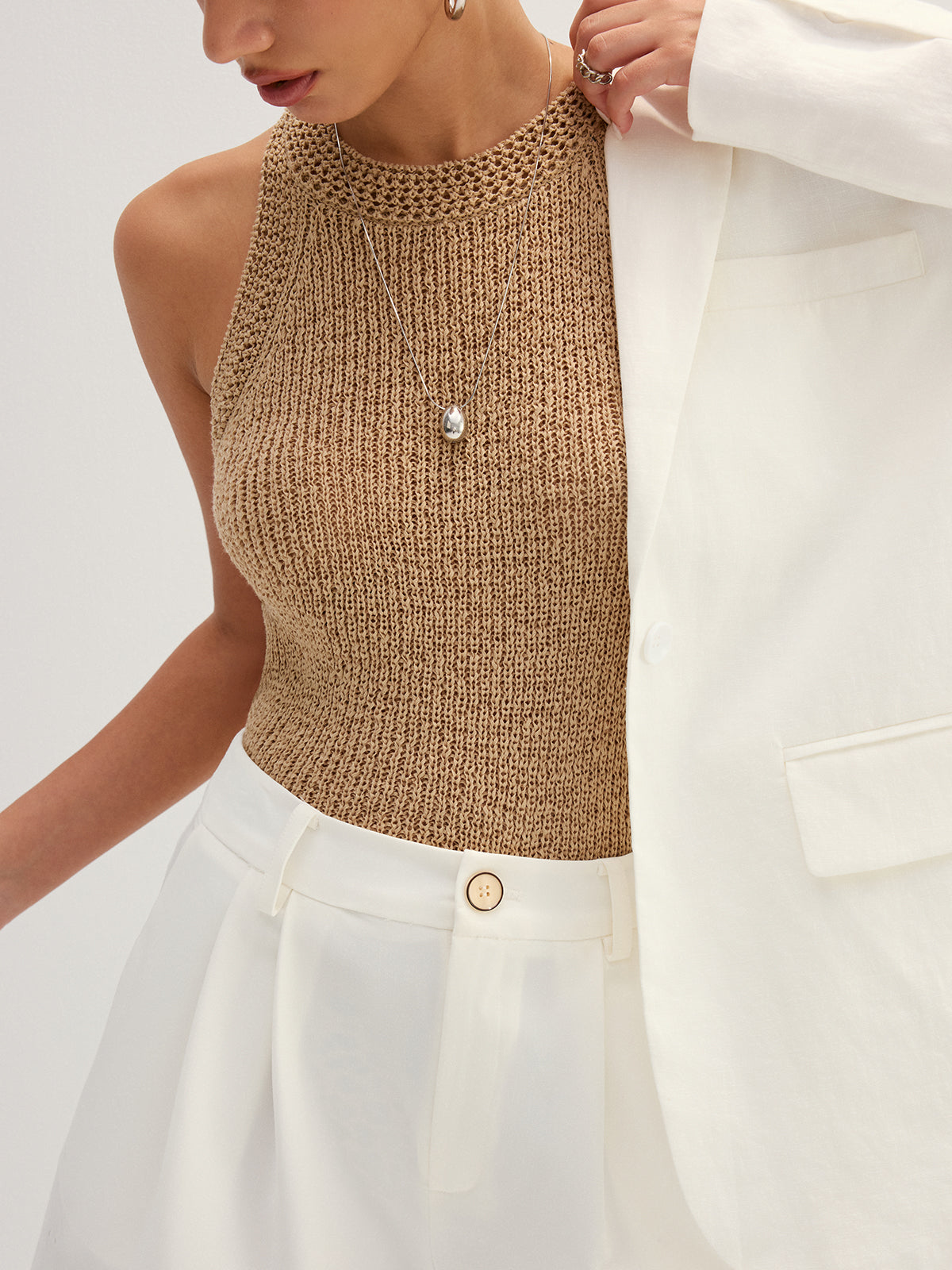 Open Knit Slim Tank Top