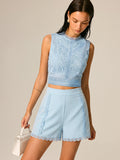 Guipure Lace Two Piece Shorts Set