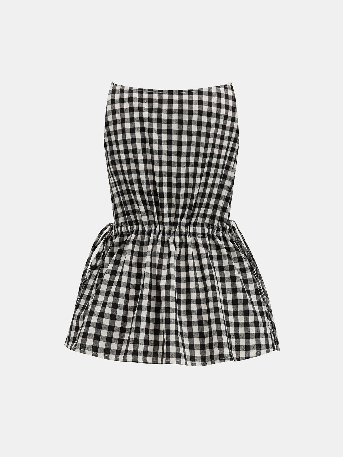 Gingham Drawstring Peplum Top & Shorts Set