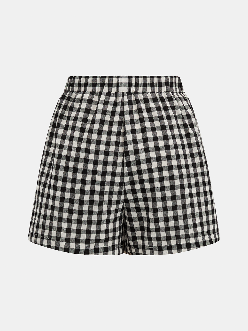 Gingham Drawstring Peplum Top & Shorts Set