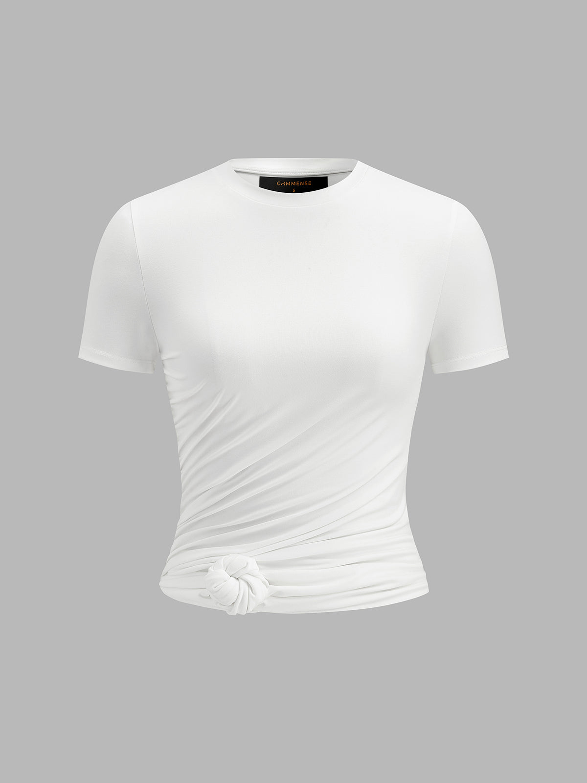 Knotted Hem Casual Fitted Top