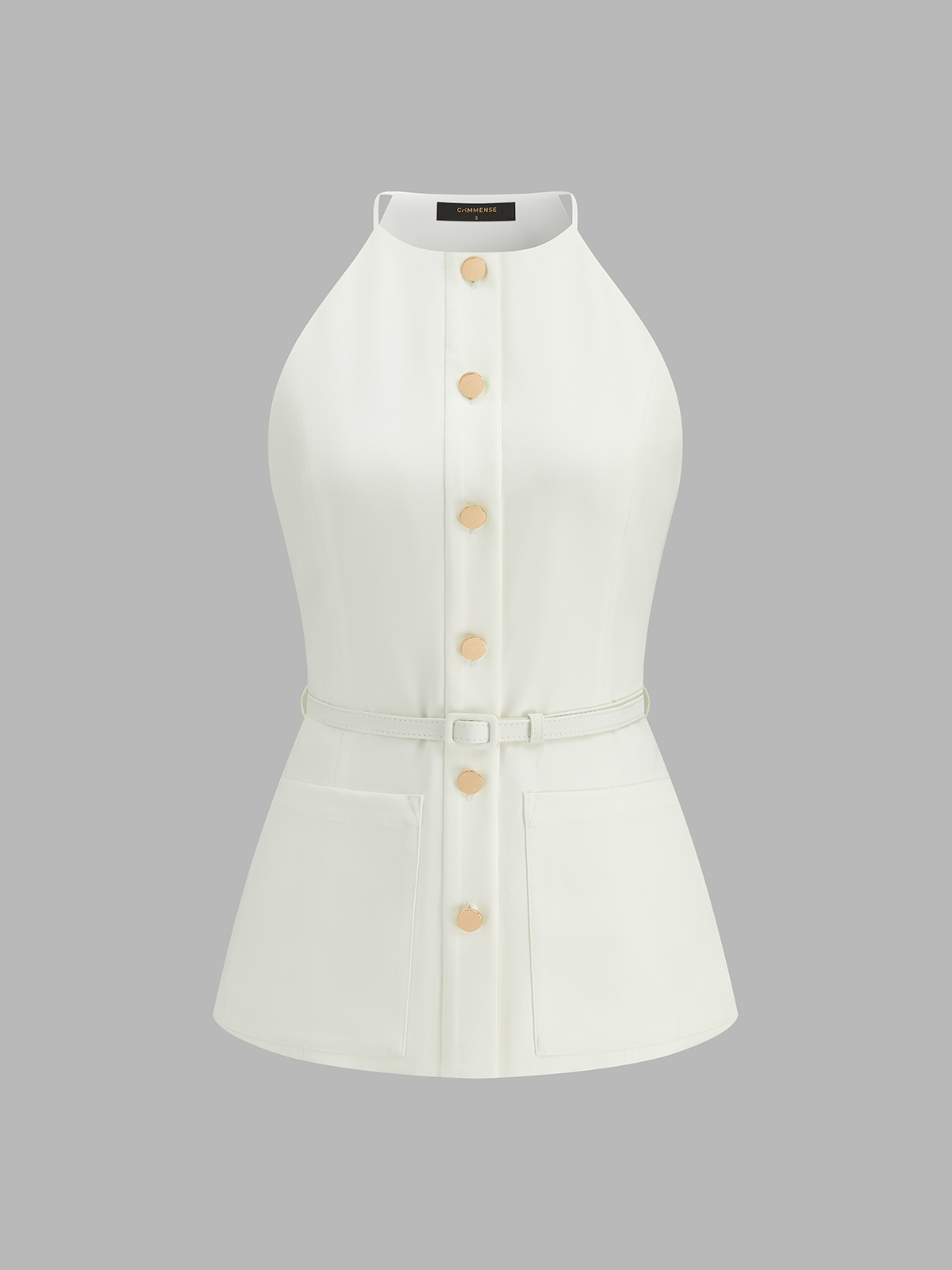Metal Button Belted Vest & Pants Set