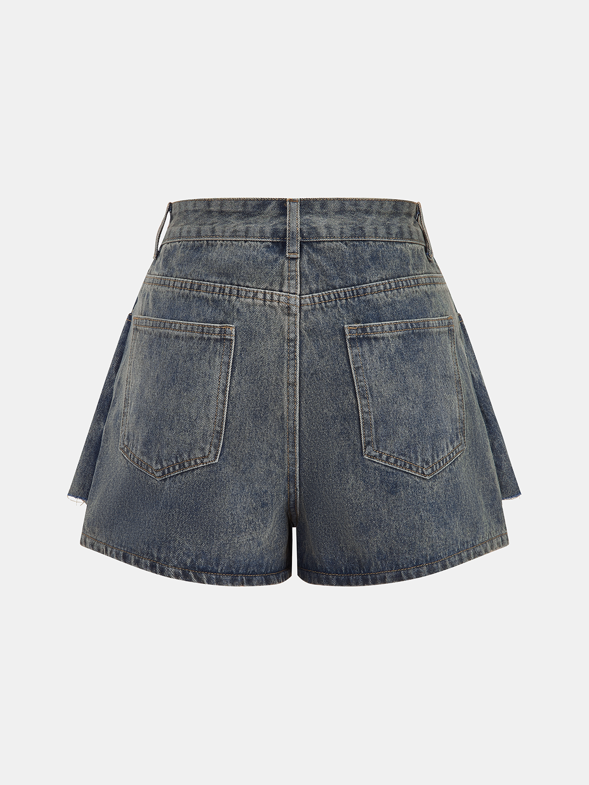 Overlay Button Front Denim Skort
