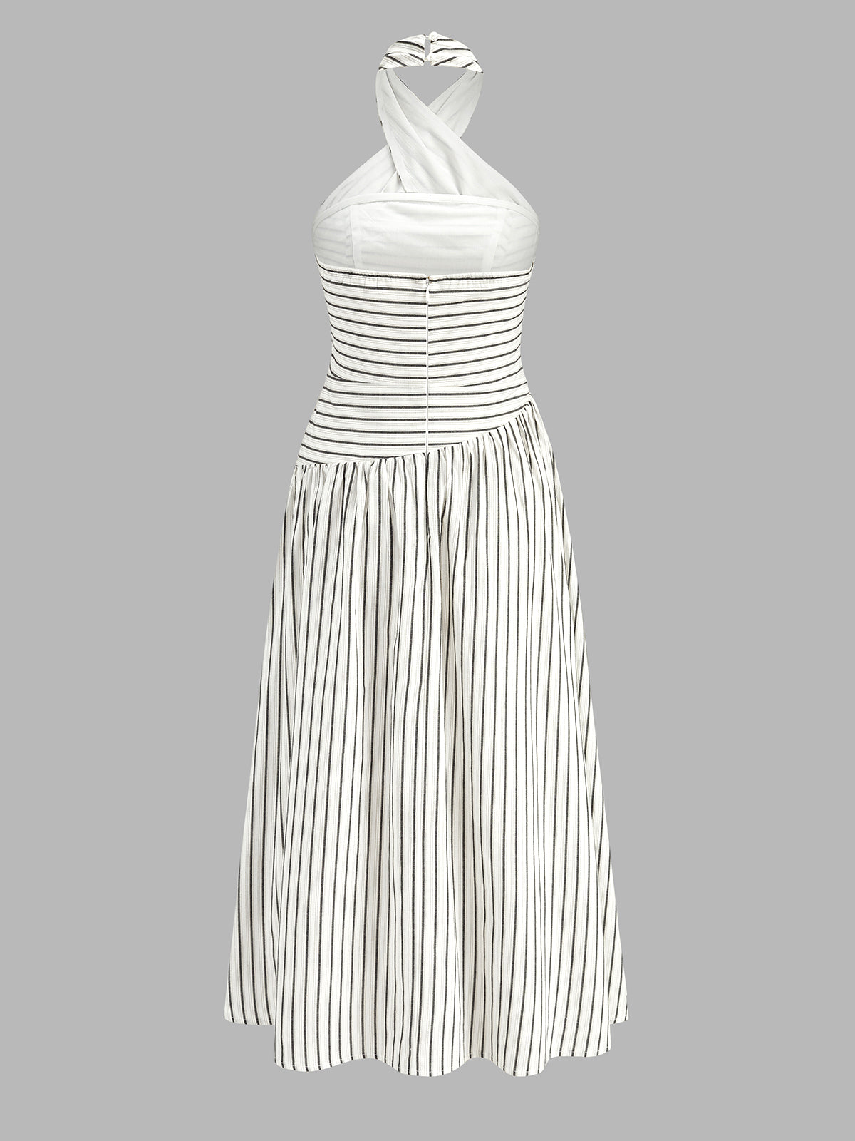 Crisscross Halter Striped Cotton Maxi Dress
