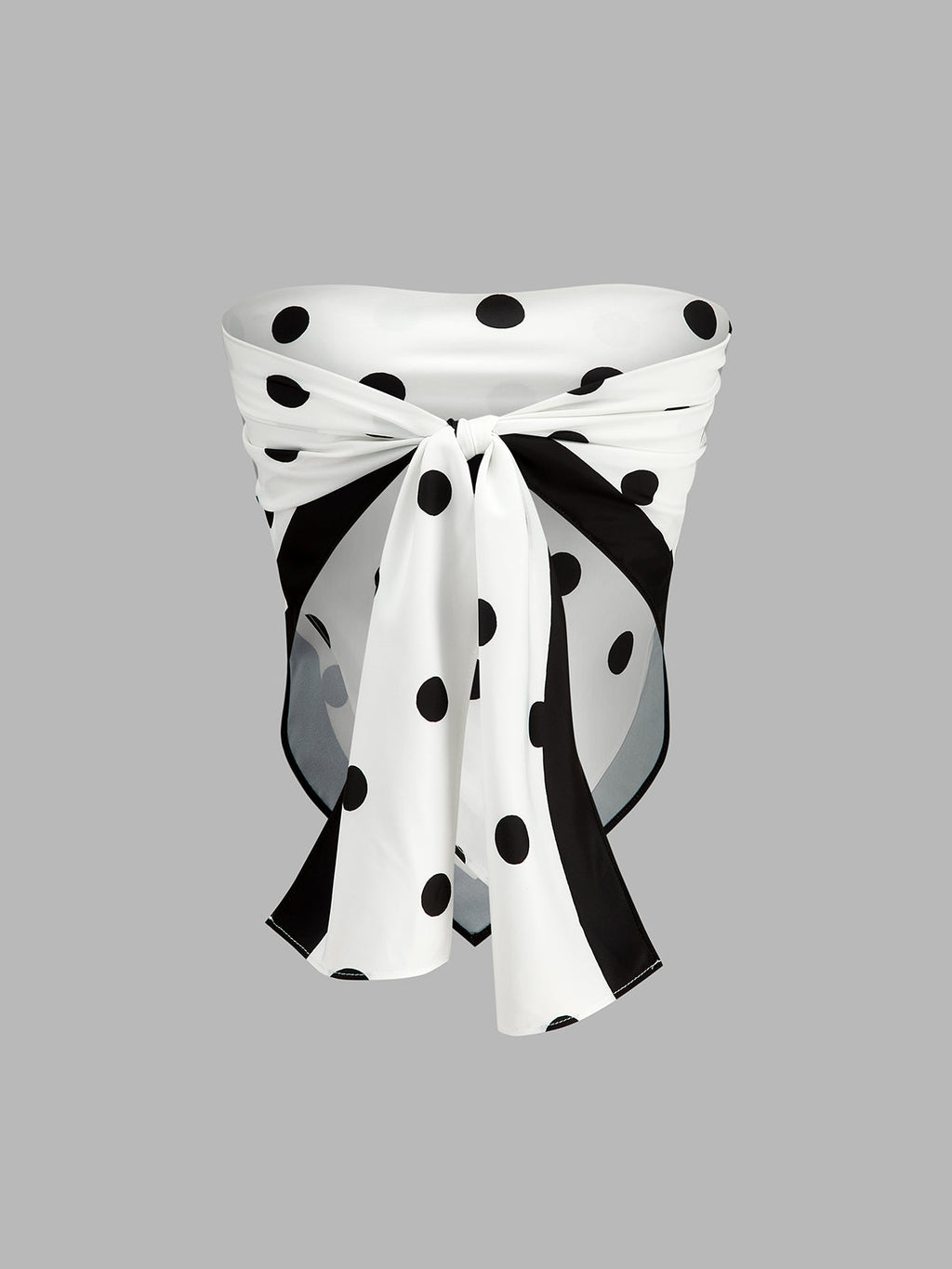 Polka Dot Wrap Tie Backless Tube Top