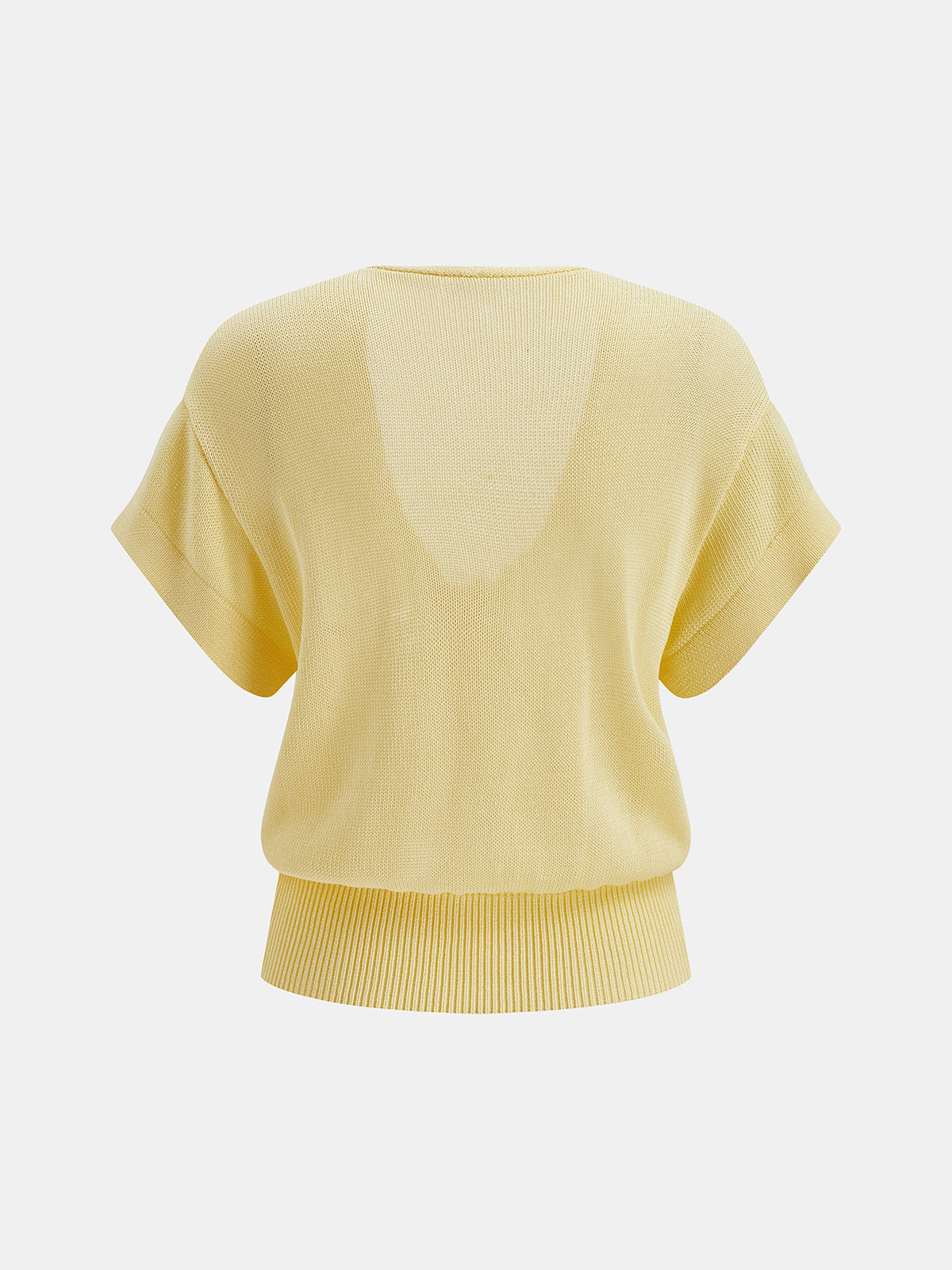 Short Sleeve V Neck Metal Detail Knit Top