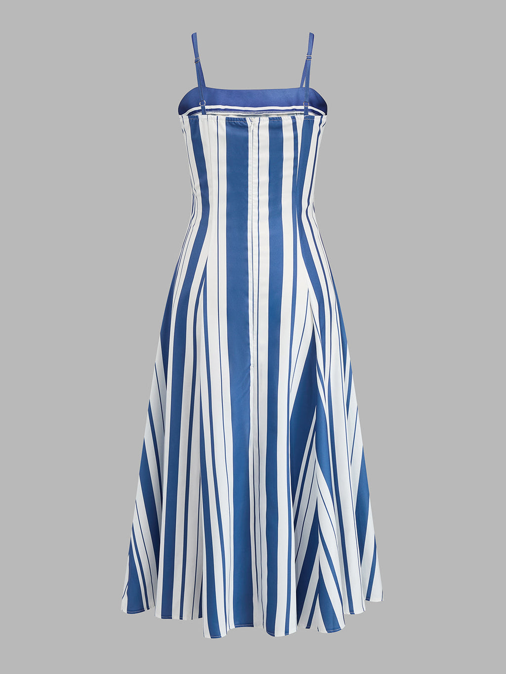 Striped Adjustable Strap Midi Sundress