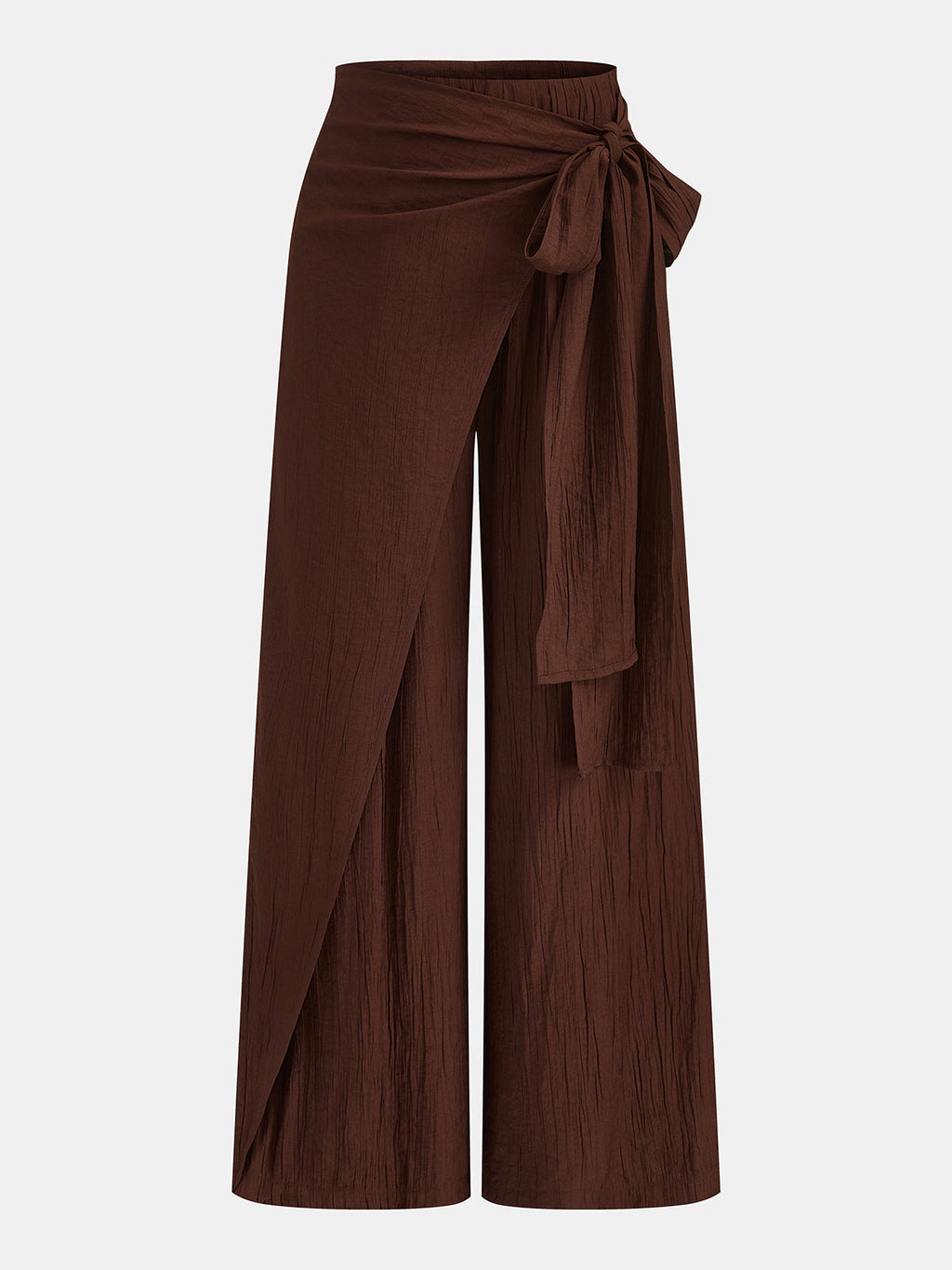 Wrap Tie Crinkle Wide Leg Pants