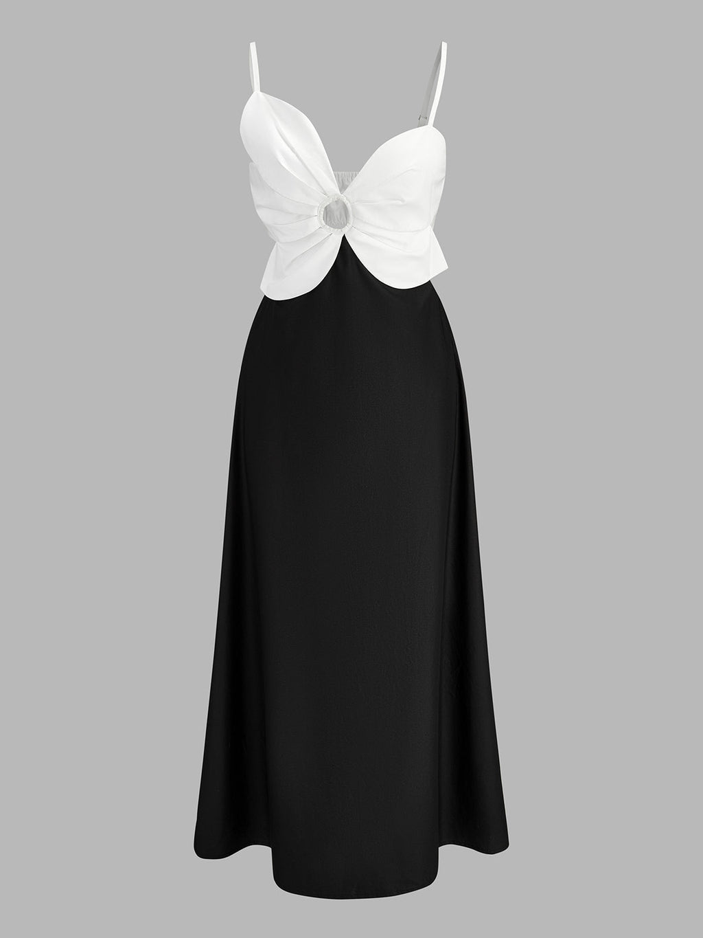 Color Block Ring Cutout Slip Midi Dress