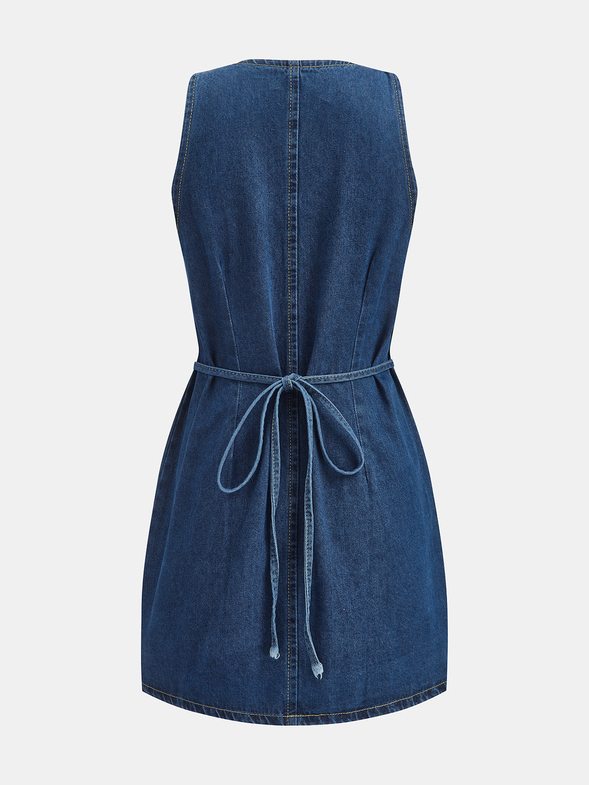 Sleeveless Tie-Back Denim Mini Dress