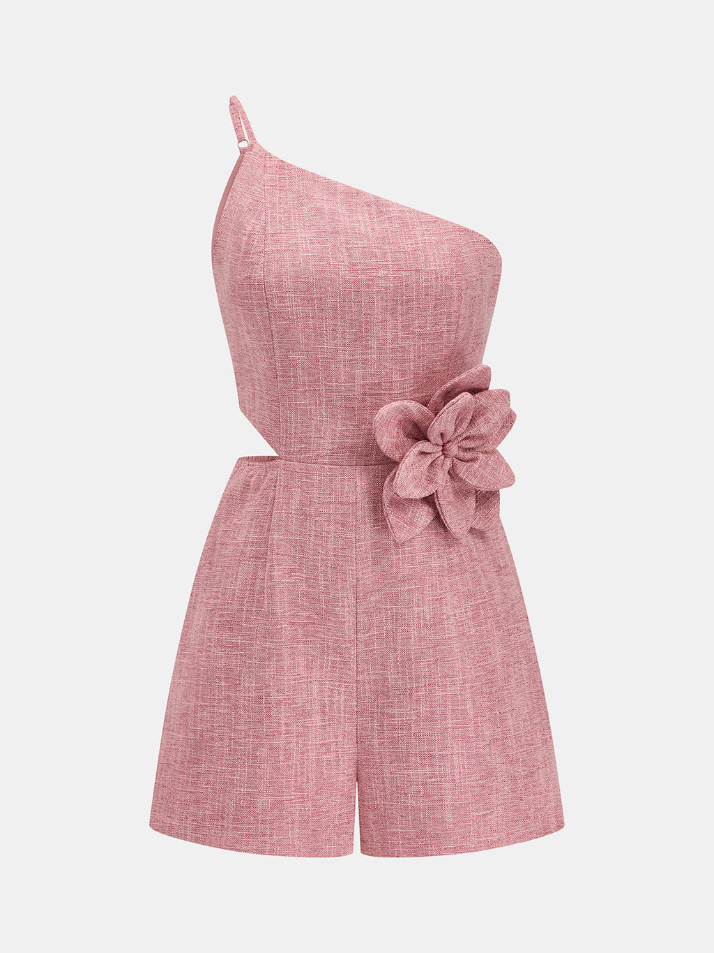 One Shoulder 3D Flower Cutout Romper