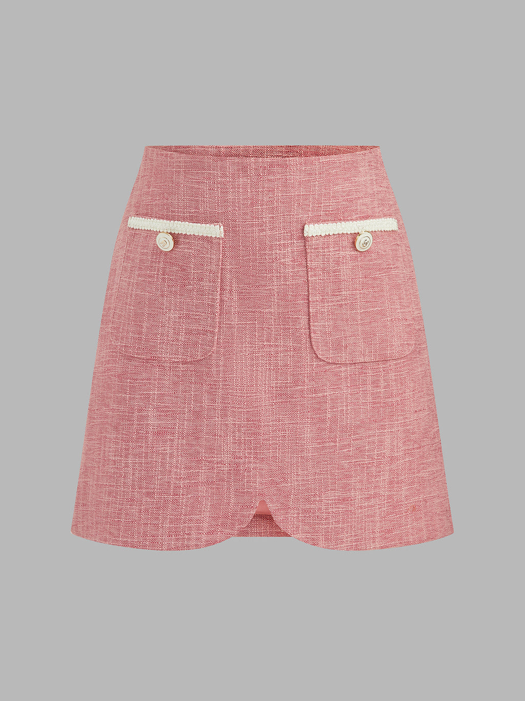 Contrast Piping Tweed Two Piece Skirt Set