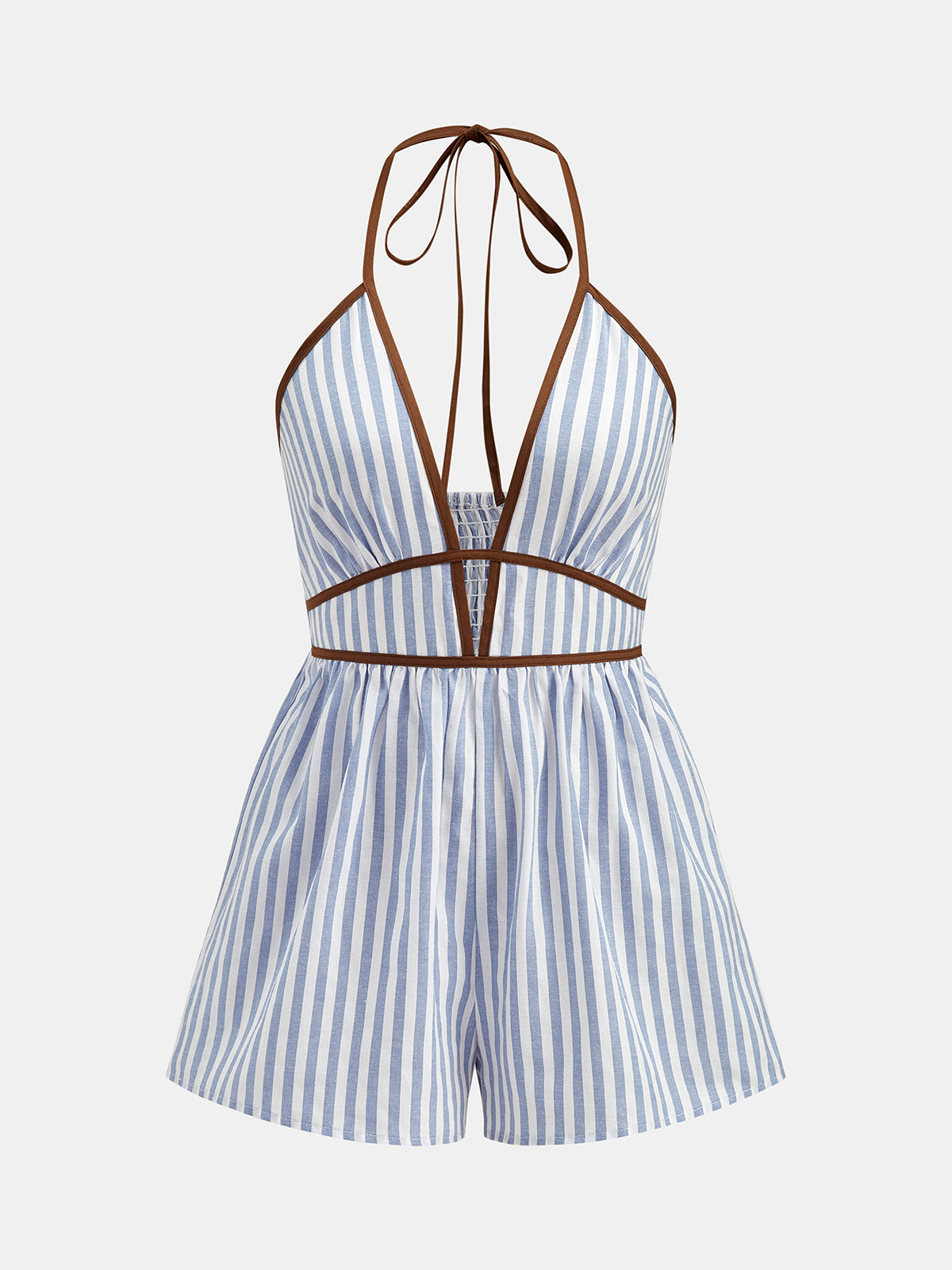 Halter Striped Cutout Casual Romper