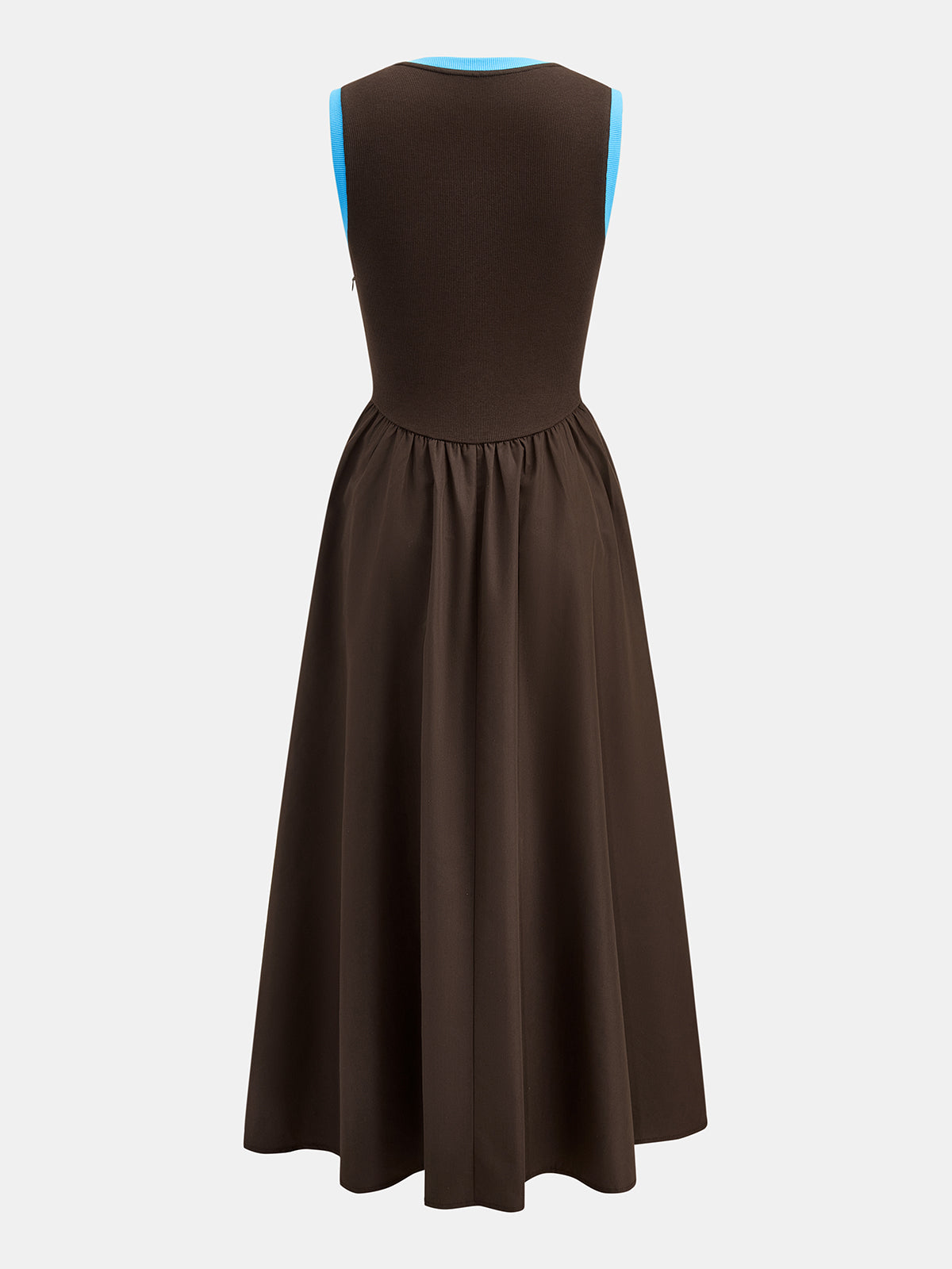 Contrast Trim Ribbed Swing Midi Dress