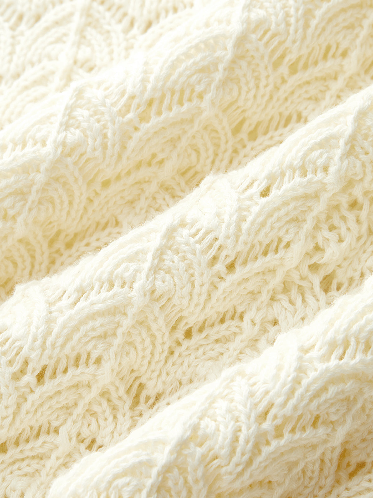 Openwork Short Sleeve Collared Knitted Top