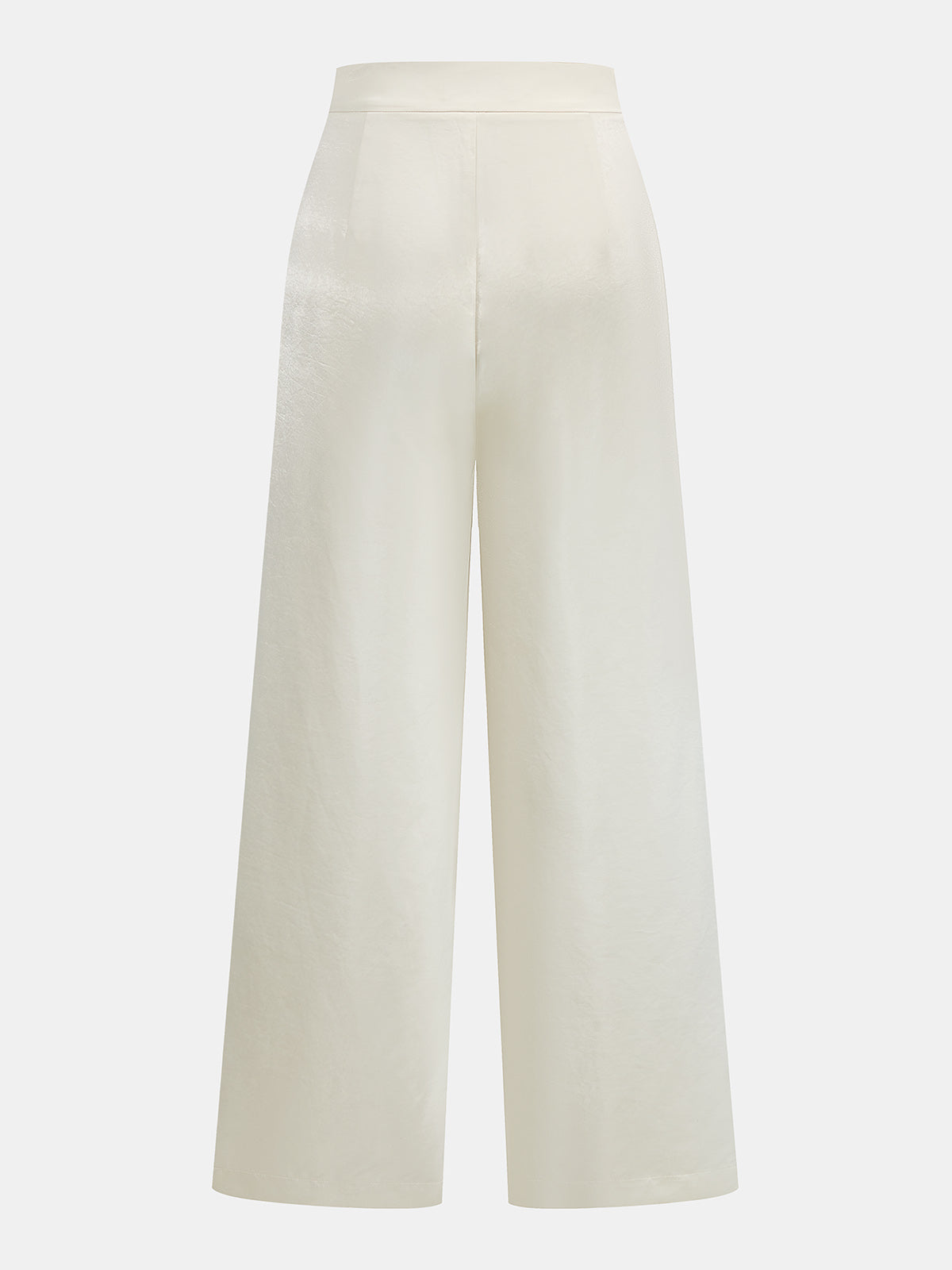 Metal Button Satin Wide Leg Pants