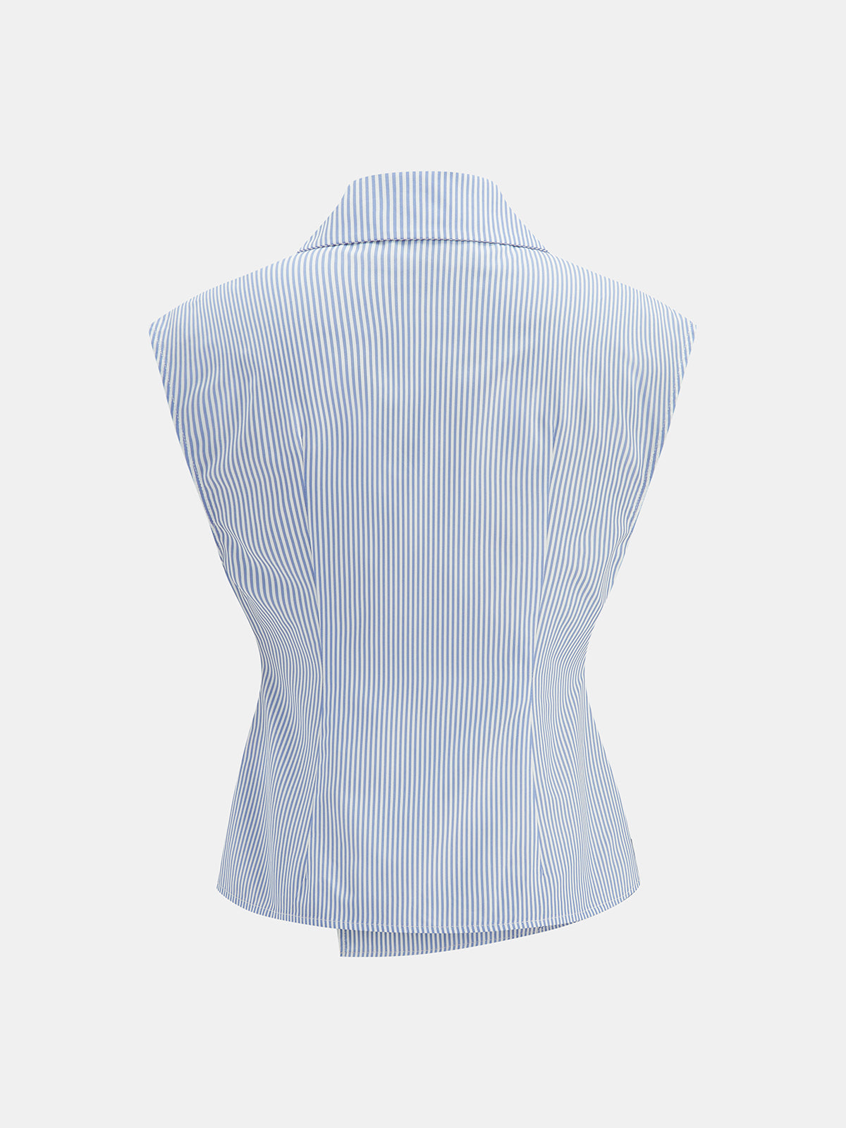 Striped Lapel Single Button Blouse